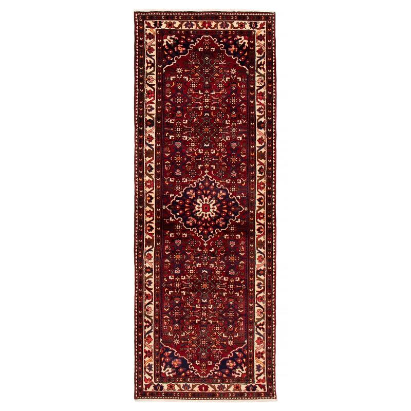 ECARPETGALLERY Hand-knotted Andelz Red Wool Rug - 3'7 x 10'2 - Dark Red - 3'7 x 10'2