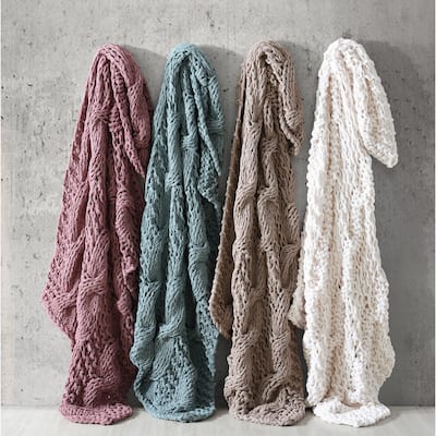 Modern Threads Luxury Reina Chunky Knit Acrylic Bed Sofa Throw