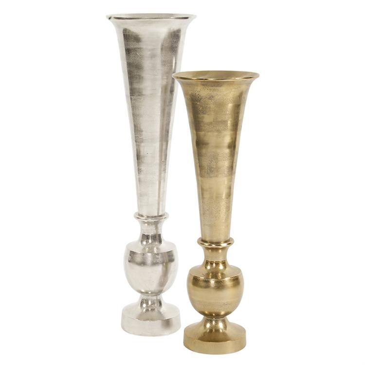 Allan Andrews Oversized Flared Silver Aluminum Vase, Large