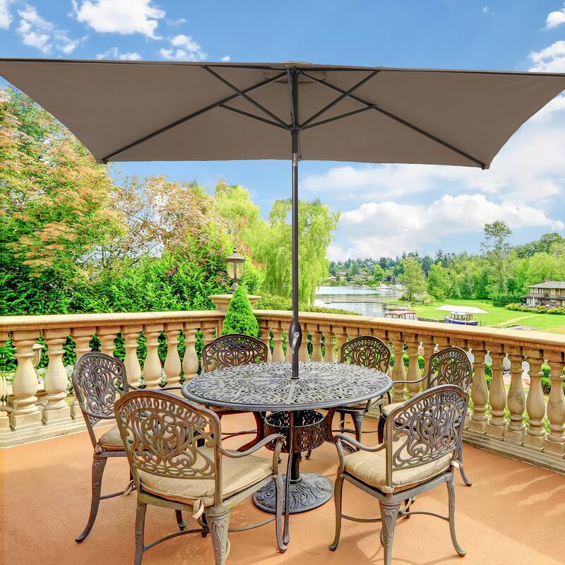 BONOSUKI Patio Rectangular Market Umbrella with Tilt and Crank - Taupe