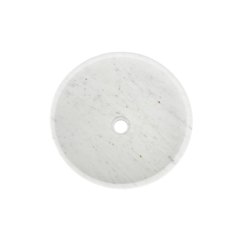 Roomfitters Round Marble Bathroom Vessel Sink, Natural Stone Countertop Wash Basin, Polished Bowl Vanity Sink