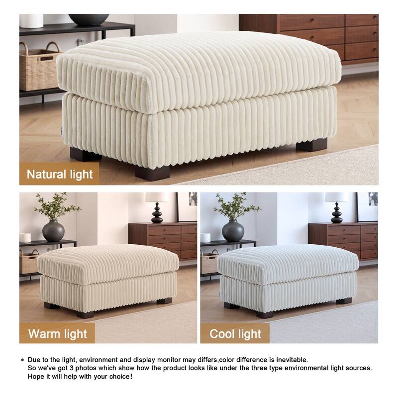 40"W Cotton Flannel Modular Sectional Ottoman