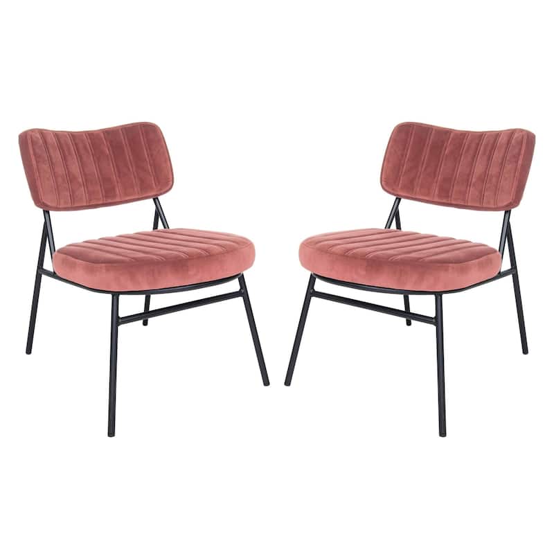 Marilane Modern Set of 2 Velvet Upholstered Accent Chairs with Sturdy Metal Legs for Home Office and Lounge Living Room - Royal Rose