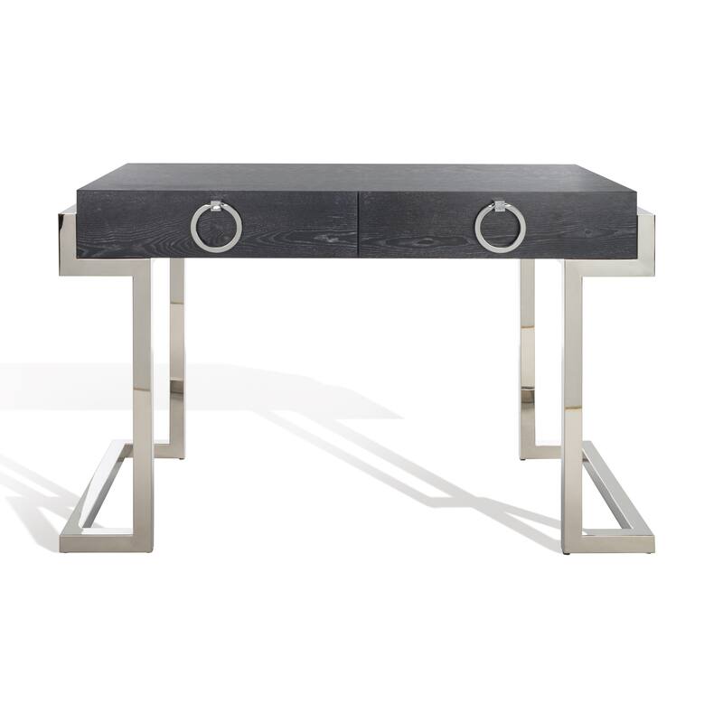 SAFAVIEH Couture Quyen Gold Leaf Black Lacquer 2-Drawer Storage Desk