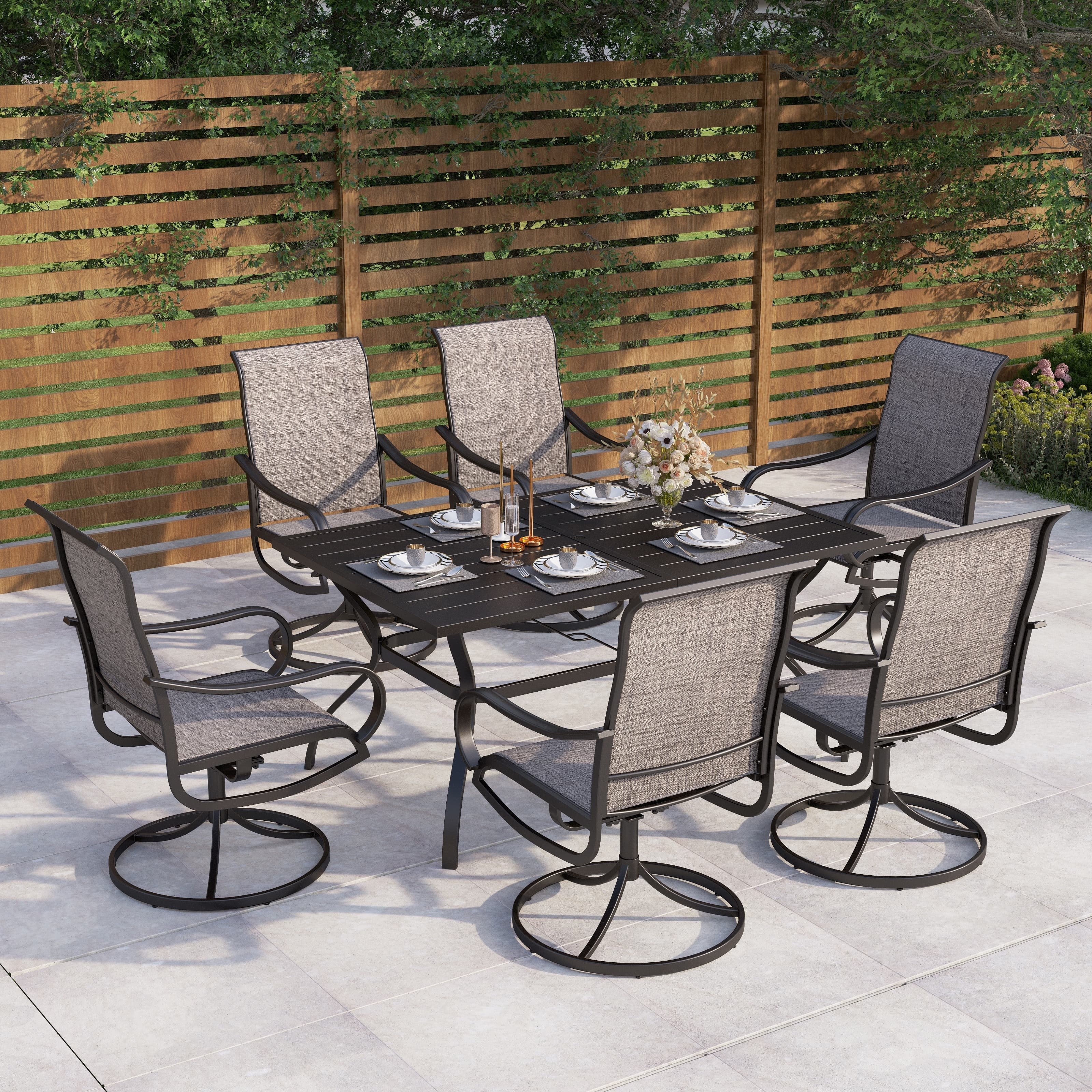 MAISON ARTS Contemporary Ergonomic Outdoor 7-Piece Patio