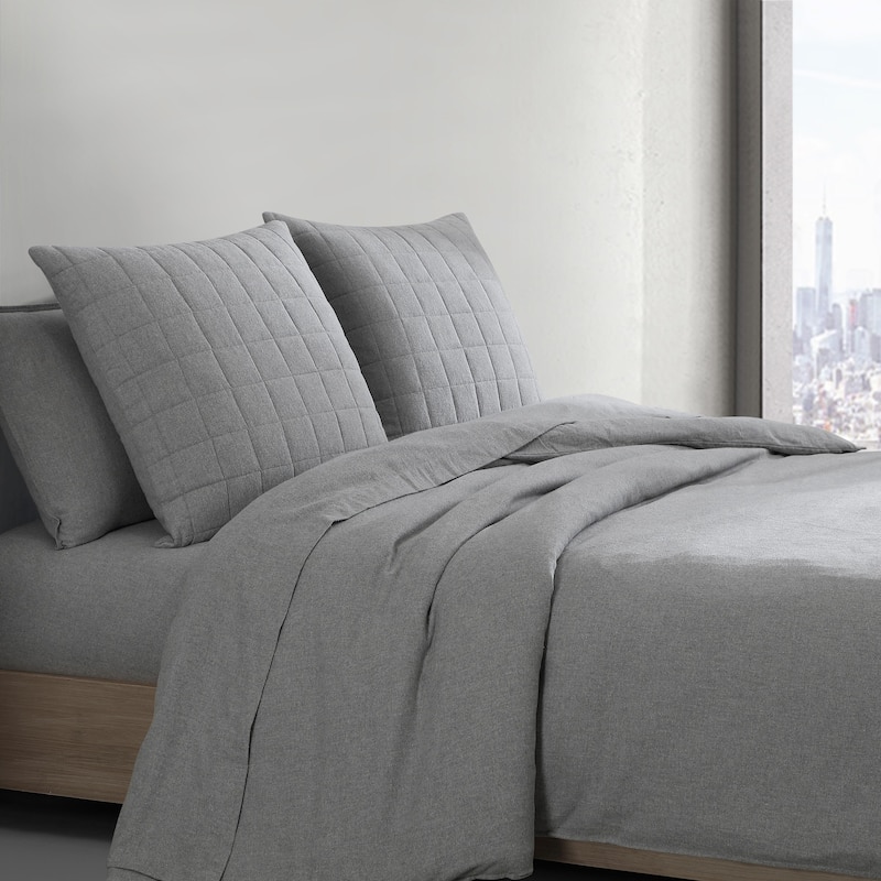 Calvin Klein Melange Cotton Flannel Solid 2 Piece Sham Set