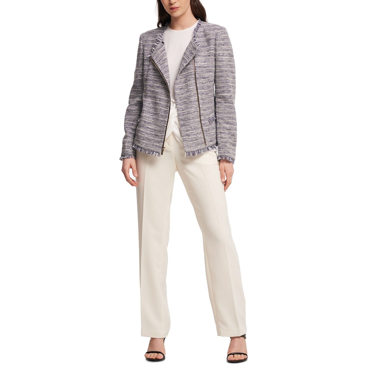 grey tweed blazer