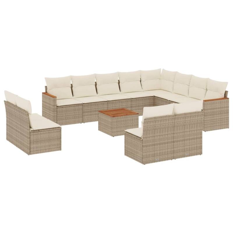 vidaXL Patio Sofa Set with Cushions Outdoor Conversation Furniture Poly Rattan - 24.4 x 24.4 x 27.2 in