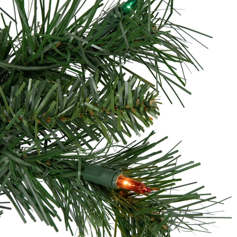 Pre-lit Chatham Pine Artificial Christmas Wreath 24-Inch Multi-Color Lights - 24"