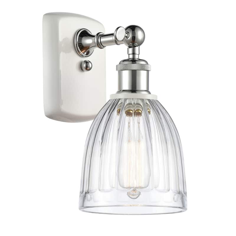 Innovations Lighting Brookfield 9" Tall Bathroom Sconce - White and Polished Chrome / Clear