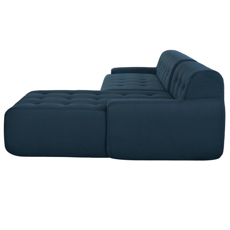 107" Polyester Mesh L-Shape Modular Sectional Sofa with Deep Seating and Pocket Spring Cushions