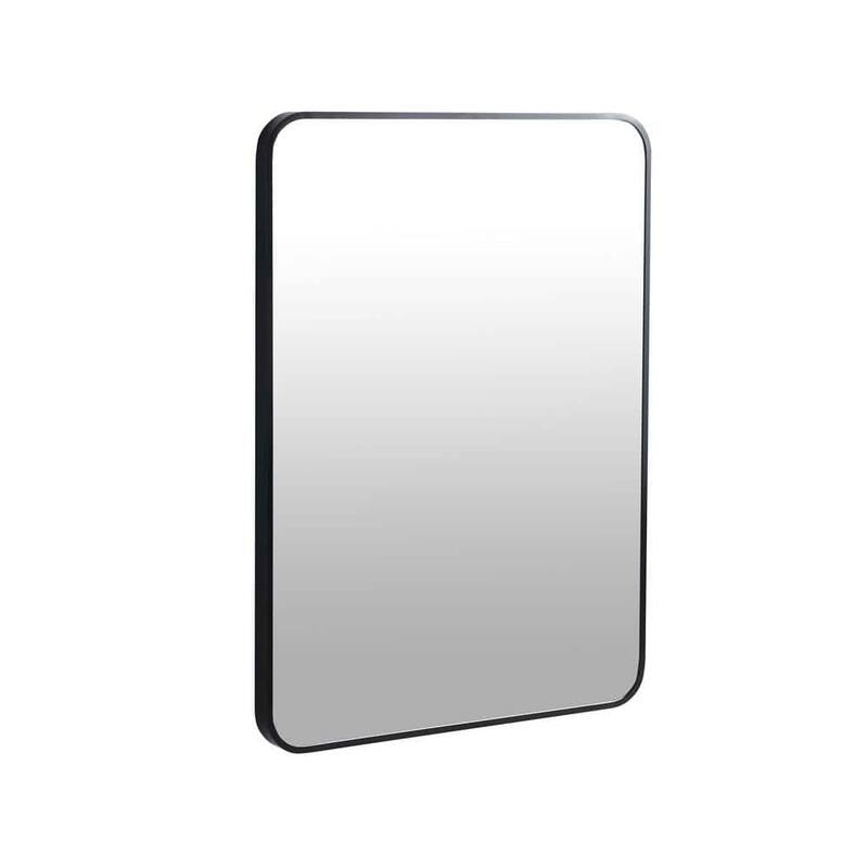 24 in. W x 32 in. H Rectangular Aluminum Framed Wall Bathroom Vanity Mirror in Matt Black
