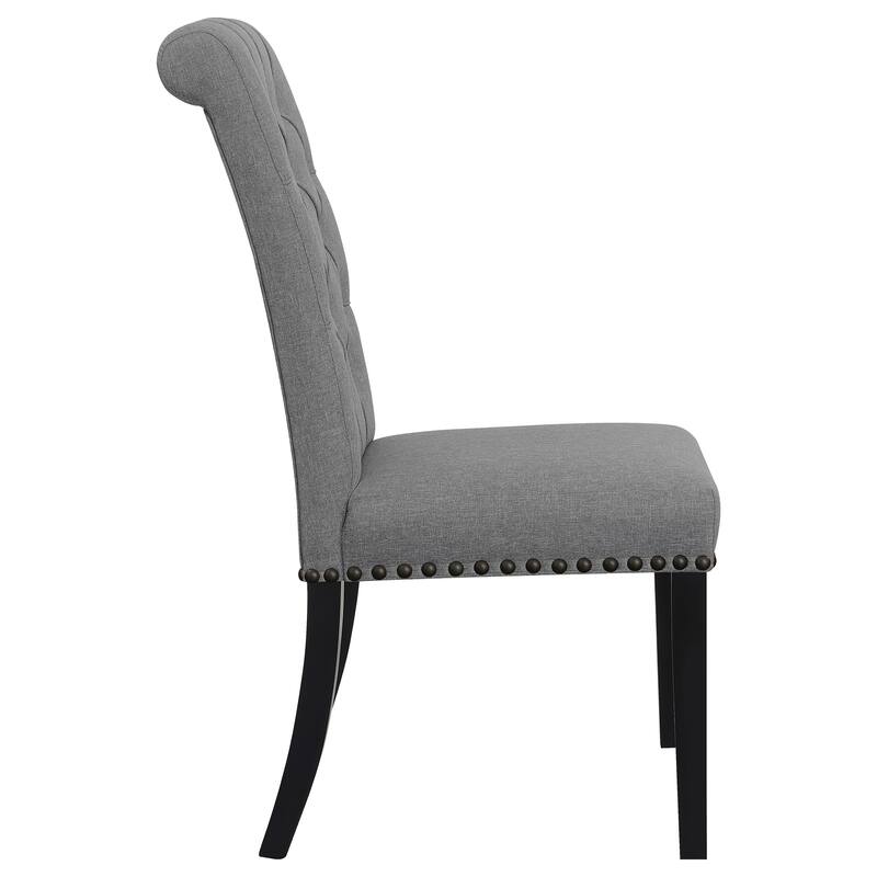 2pc Set Luxurious Feel Button-Tufted High Back Elegant Rolled Top Velvet Fabric Upholstered Nailhead Trim Tapered Legs