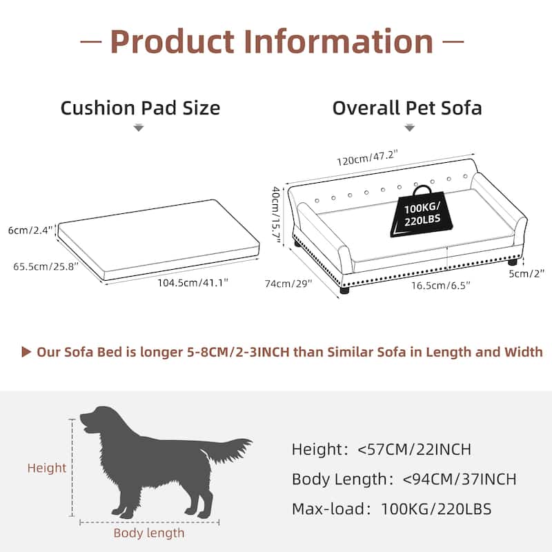 Leather Orthopedic Dog Sofa Elevated Bed Waterproof with Removal Cover