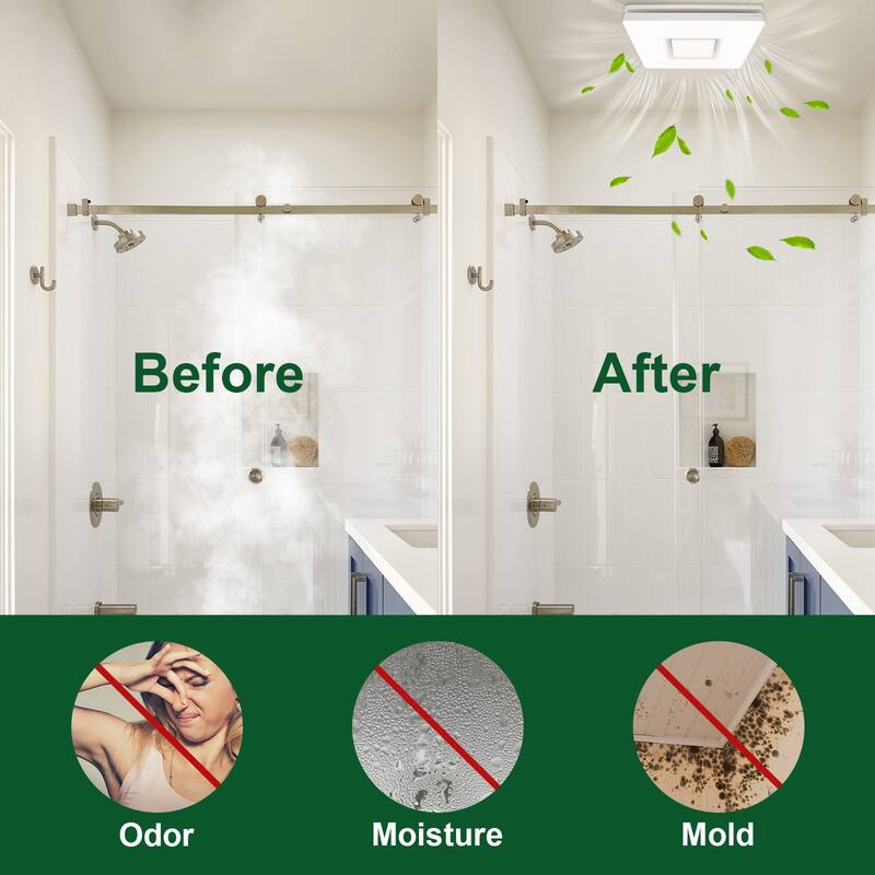 Akicon Bathroom Exhaust Fan with Light, 90 CFM, 1.5 Sones, Nightlight Included