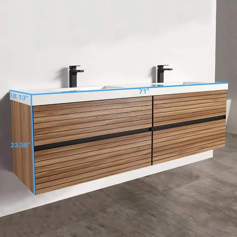 Blossom Annecy 72-Inch Floating Bathroom Vanity with Acrylic Sink
