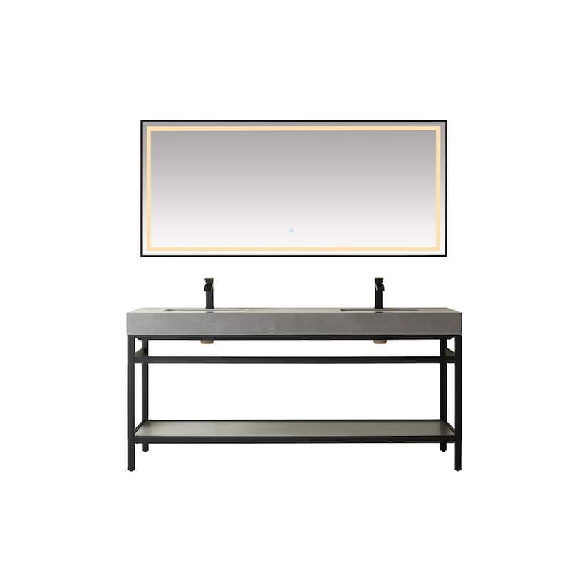 Miseno MV702572 Funes 72" Free Standing Double Basin Vanity Set with - Matte Black / Gray - Anthracite Finish
