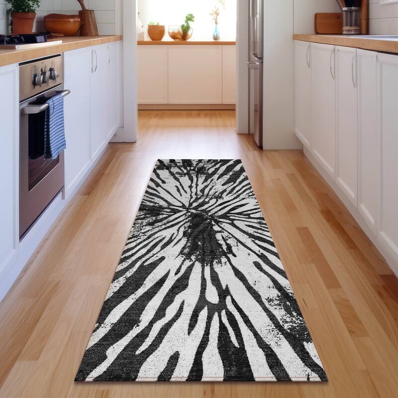 Premium Washable Super Soft Modern Twilight Mayfield Rug - Black - 2' 3" x 7' 6" - Runner