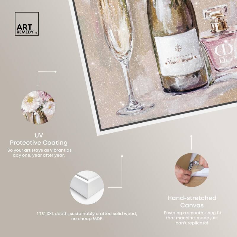 Light Floral Champagne Vase Canvas by Art Remedy