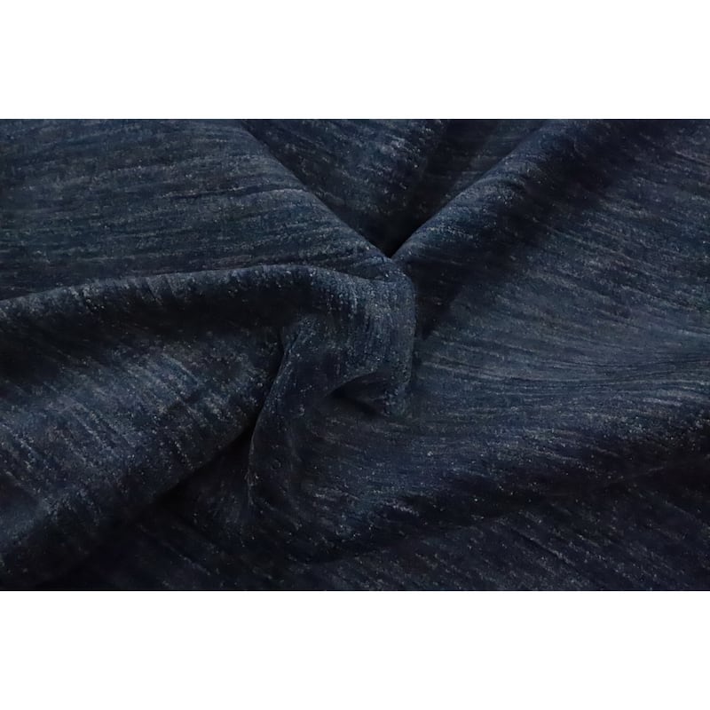 Hand Knotted Oriental 100% Wool Carpet Modern Solid Navy Blue & Blues Gabbeh Area Rug - 10' 0'' X 7' 11''