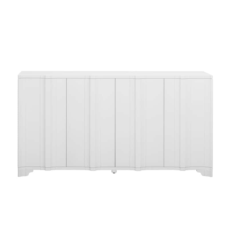 4-Door Sideboard Adorned with Intricate Linear Accents