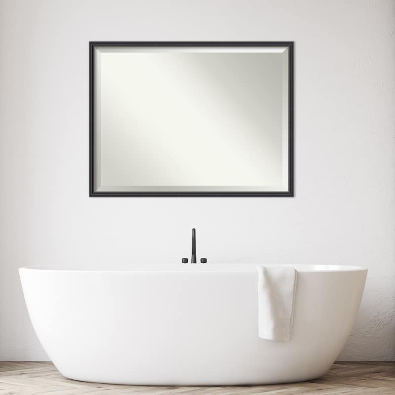 Stylish Black Beveled Wood Framed Bathroom Vanity Wall Mirror - Stylish Black