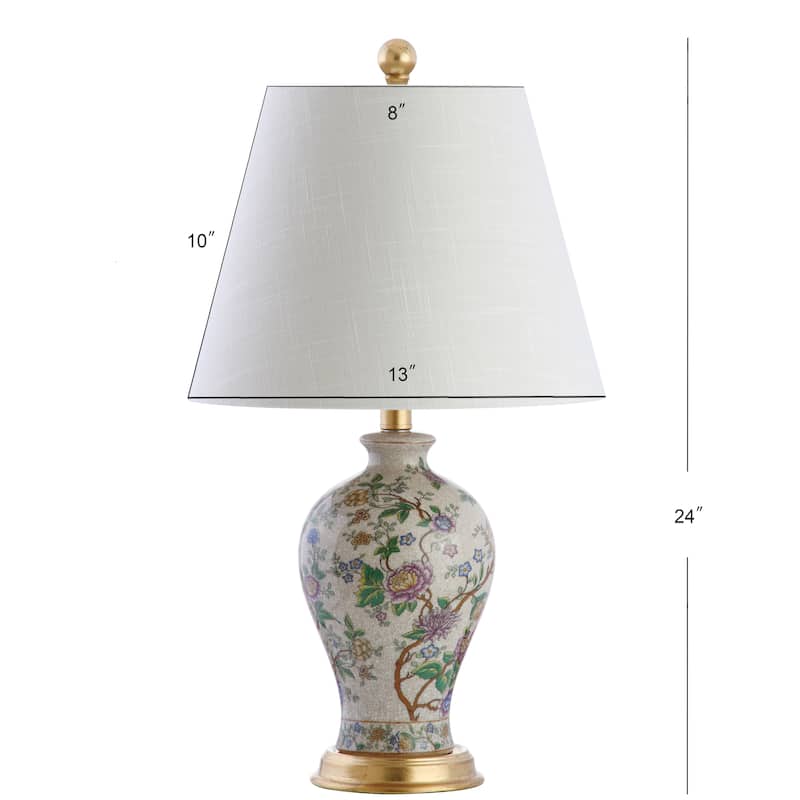 Grace 24" Floral LED Table Lamp, Multi/Brass by JONATHAN Y