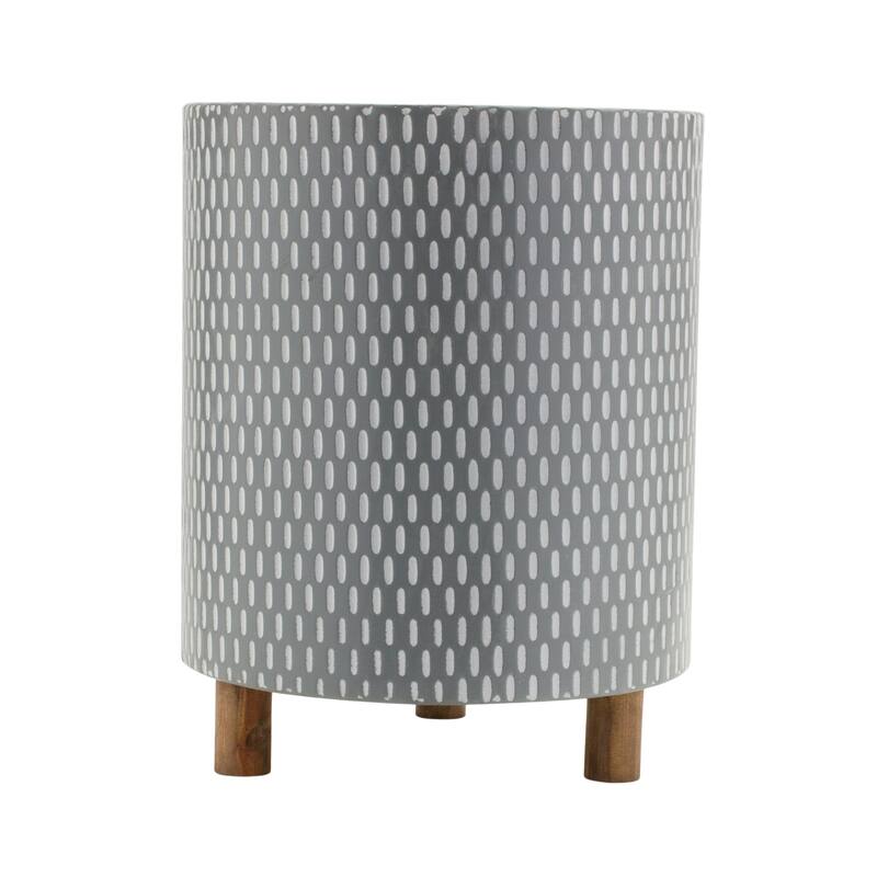 Geometric Planters with Legs - 15" - Blue and White - Set of 3