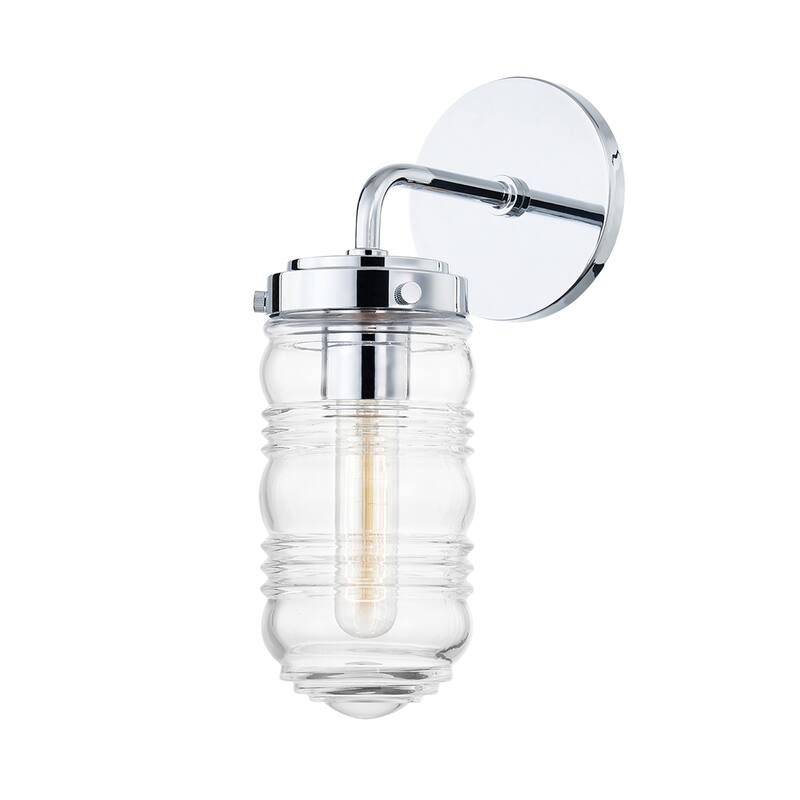 Mitzi by Hudson Valley Clara 1-light Bath Bracket with Clear Ribbed Glass