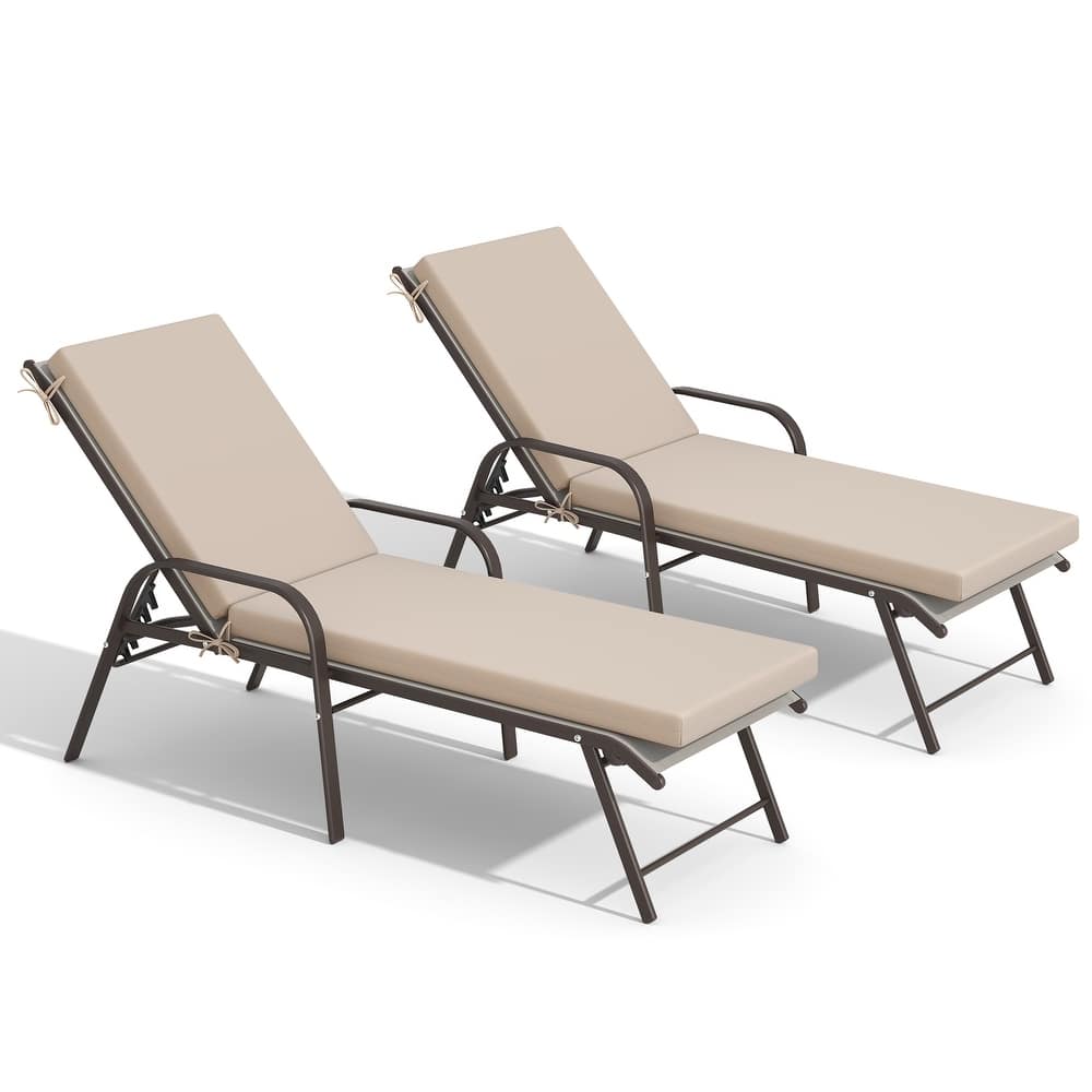 Outdoor Lounge Chairs Chaise Lounge Set with Adjustable Back and Cushions