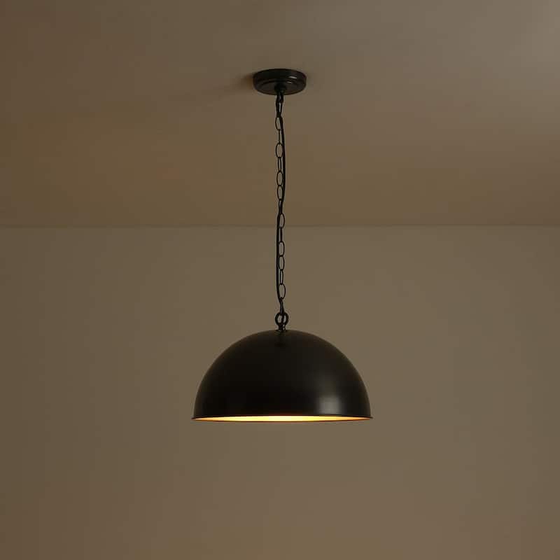 Retro Scandinavian Black Oversized Metal Dome Pendant Light