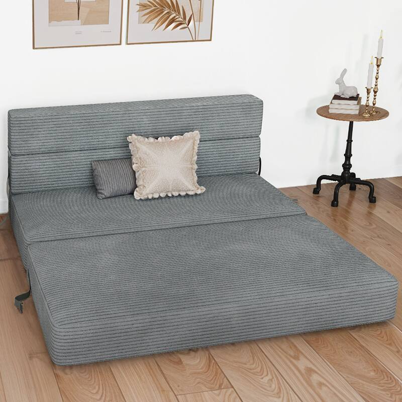 Moasis Convertible Folding Sofa Bed, Corduroy Fabric Fold Out Sleeper Chair