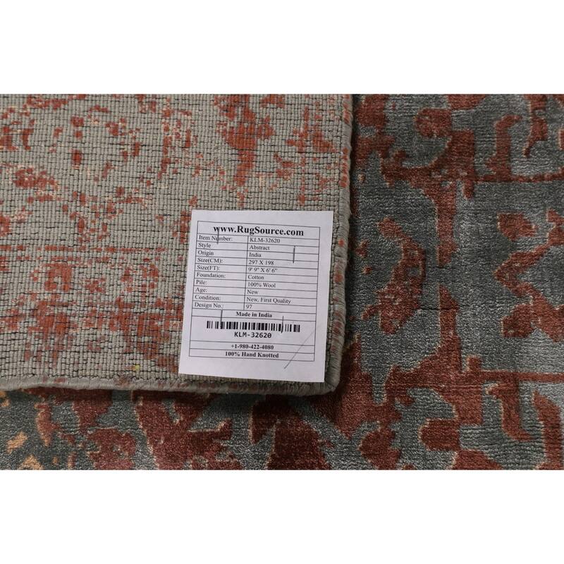 Contemporary / Abstract Area Rug Hand-Knotted Bedroom Wool Carpet - 6'6" X 9'9"