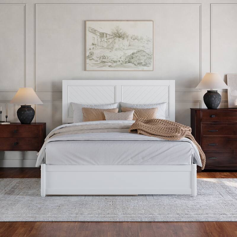 Clayton Platform Bed with Panel Footboard and Twin XL Trundle