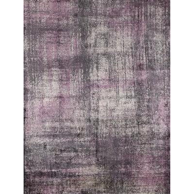 Colorful Abstract Area Rug Hand-Knotted Wool Carpet - 6'1" X 8'1"