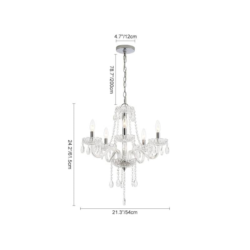 French Glam 5-Light Candle-Style Crystal Chrome Chandelier - 21.3in