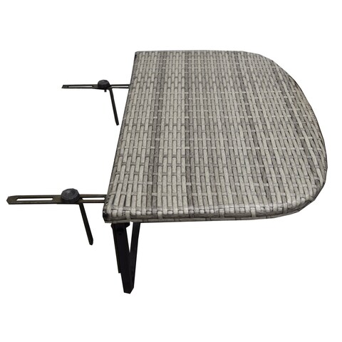 Indoor and Outdoor Foldable Wicker Balcony Table with Metal Frame and Adjustable Clamps