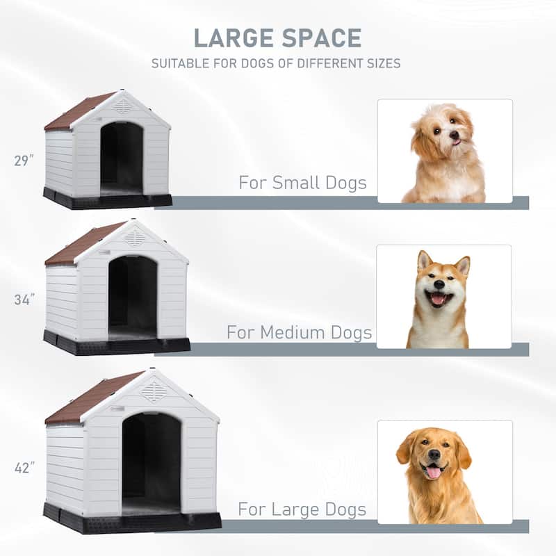 BOSSIN Insulated & Waterproof Dog House, Indoor/Outdoor Puppy Shelter with Elevated Floor & Liner for All Size Dogs