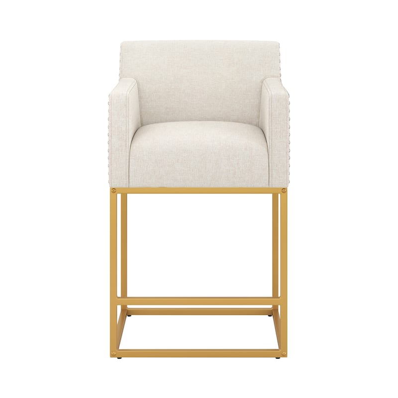 LUE BONA Modern Counter Height Bar Stools Fabric Upholstered Counter Stool - 26"H