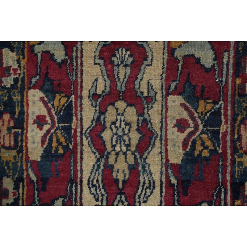 Hand Knotted Oriental 100% Wool Carpet Traditional Floral Beige & Ivories Kerman Area Rug - 8' 9'' X 6' 8''
