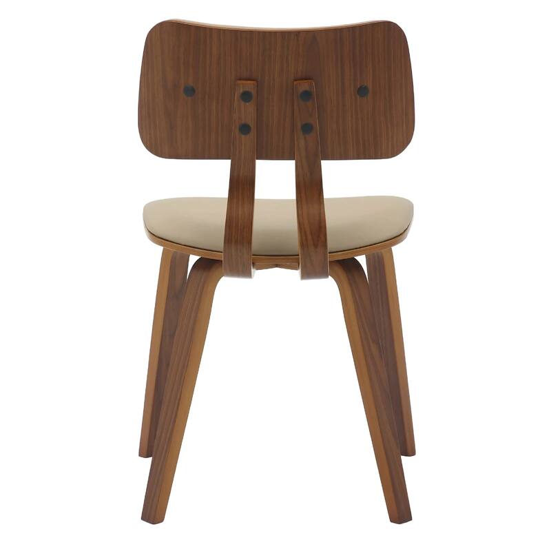 Clivo Leather Dining Chair with Open-Back and Poplar Wood Legs for Kitchen or Dining Room Set of 2
