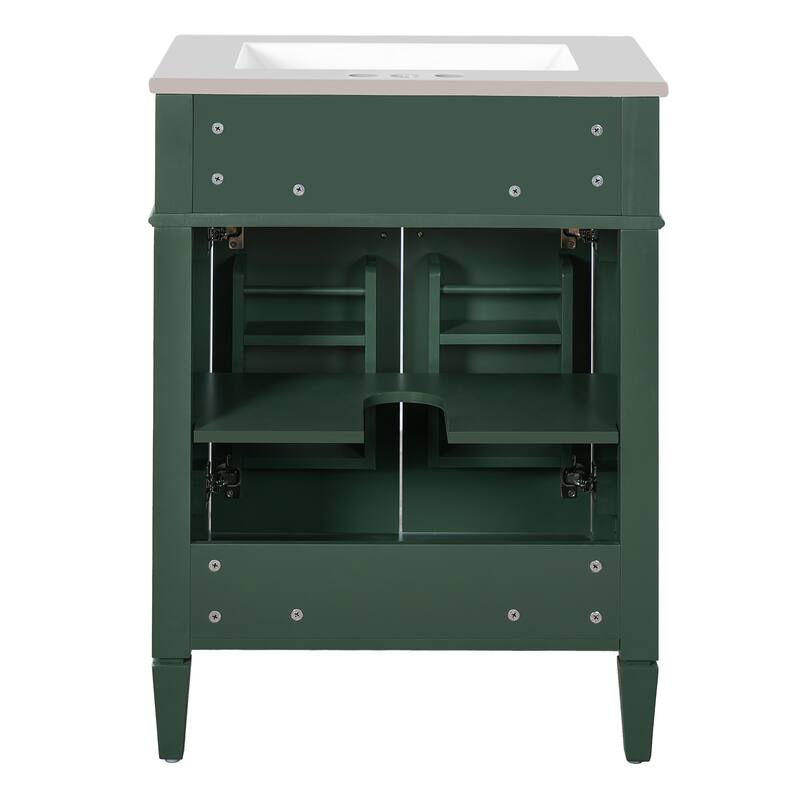 24" Freestanding Bathroom Vanity with White Integrated Ceramic Sink - 24'' x 18.1'' x 33.8''