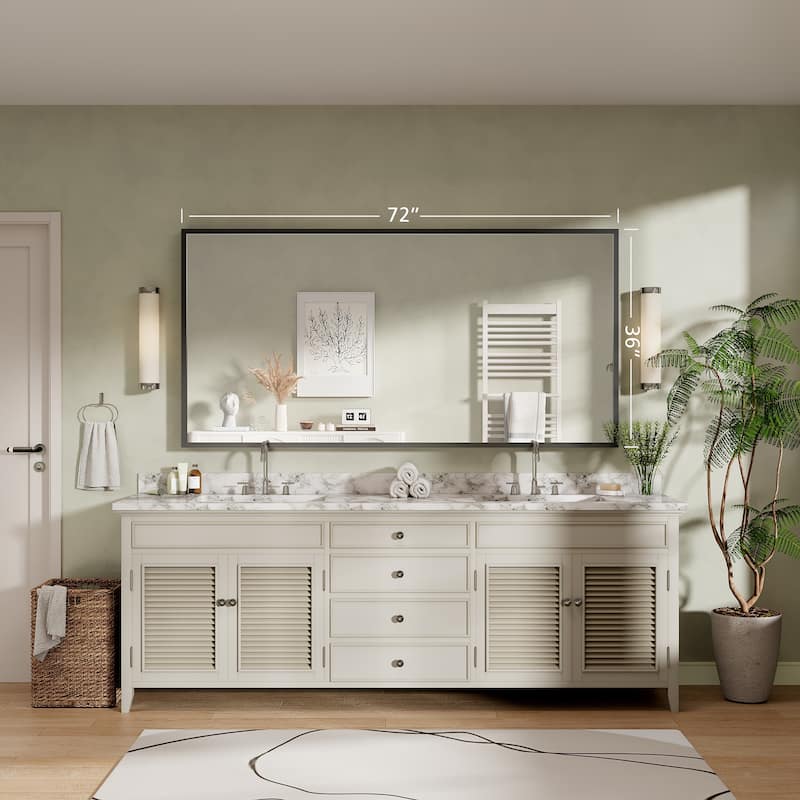 Tempered Glass and Metal Framed French Cleat Mounted Wall Bathroom / Vanity Mirror
