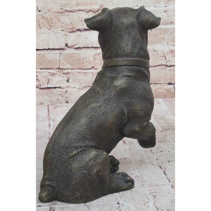 Handmade Bronze Jack Russell Terrier Puppy Dog Figurine Sculpture Signed Art Decor