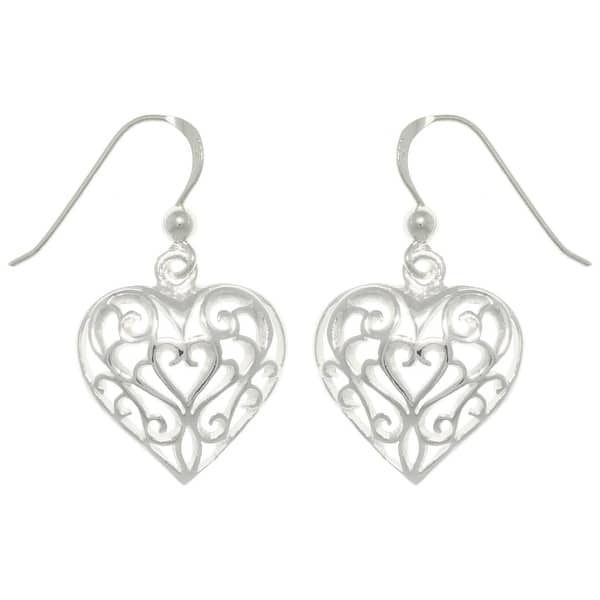 Lagenlook Silver Heart Drop Earrings S 