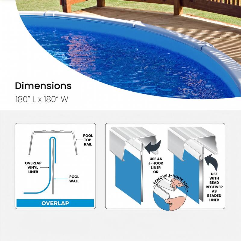 15' Blue Round Overlap Above Ground Swimming Pool Liner