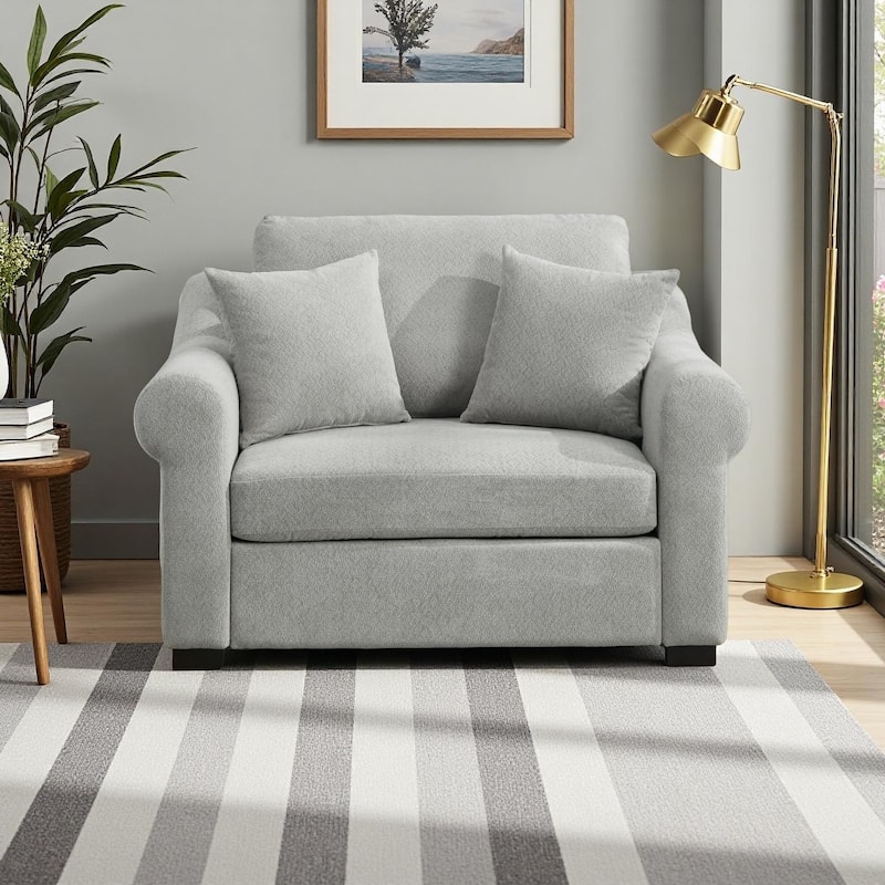 Chenille Oversized Armchair with Wide Roll Arms by Harper&Bright Designs