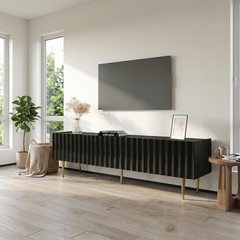 Meble Furniture Arcos 02 TV Stand for 80" TVs - High Gloss Entertainment Console for up to 80" TVs 70.9"W x 20.1"H x 15.7"D