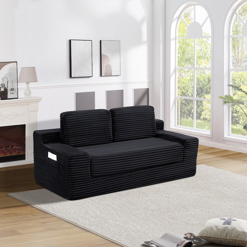 GDFStudio - Corduroy 2-Seater 71" Cloud Double Convertible Sofa Bed