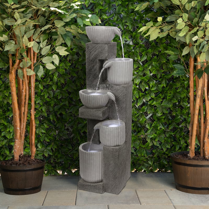 5-Tiered Pot Fountain with LED Lights